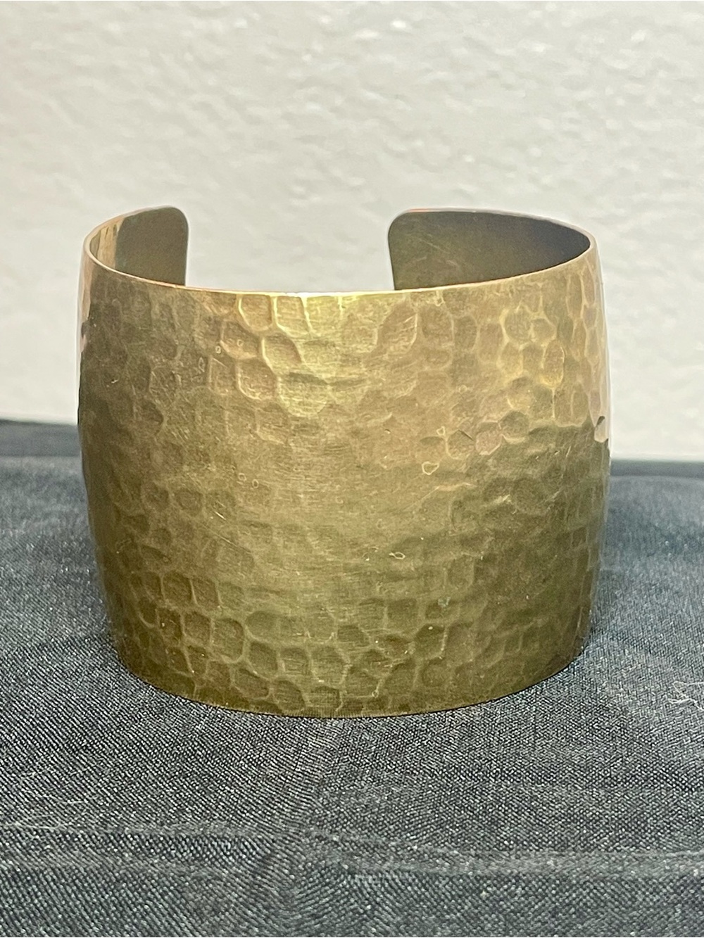 Hammered Brass Cuff Bracelet - Gold Tone